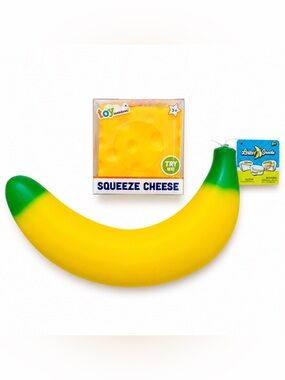 Toymendous Squishy Fidget Toy Bundle Cheese Giant Banana Set NWT Viral TikTok